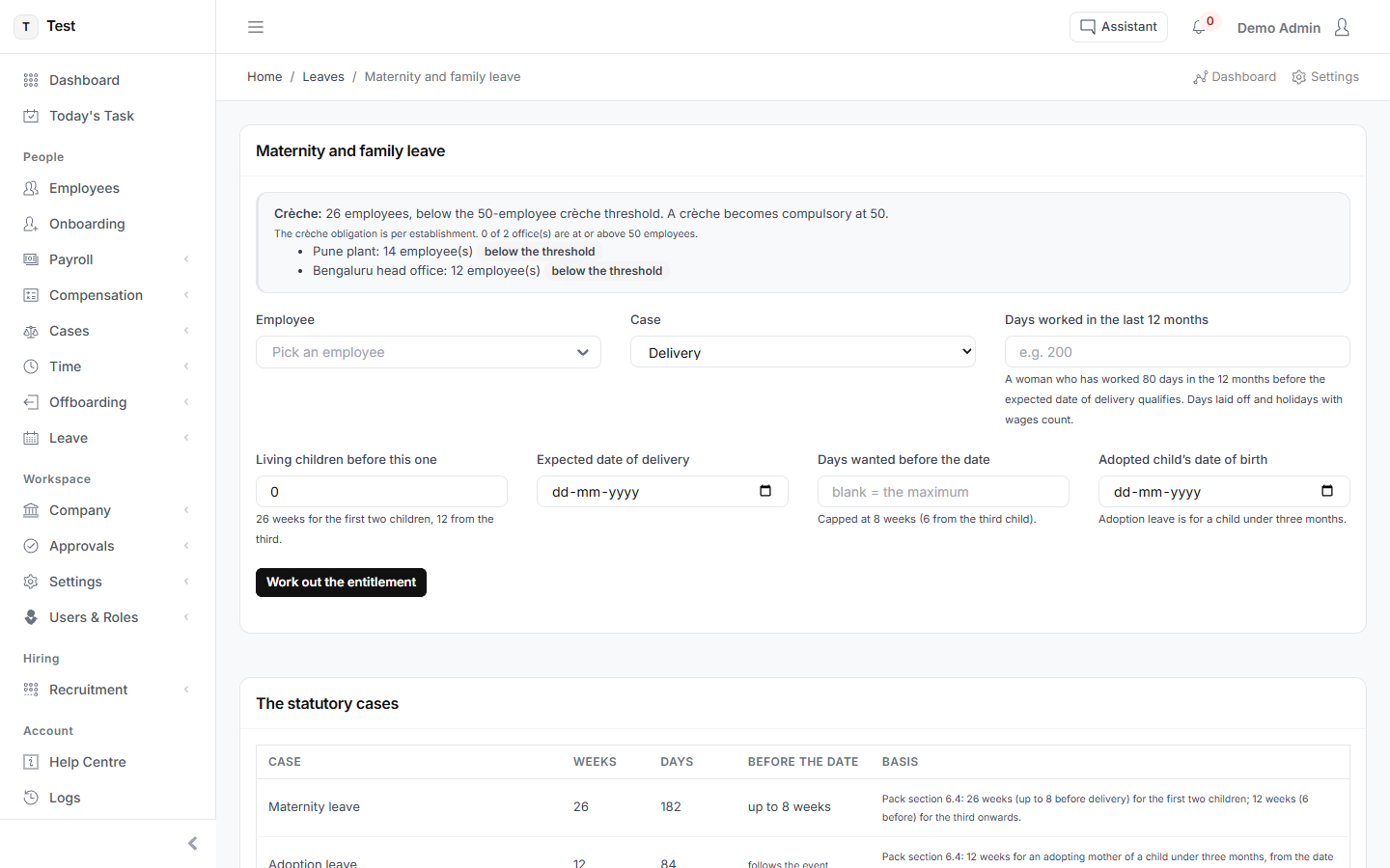 The Maternity and family screen in HR-VEND